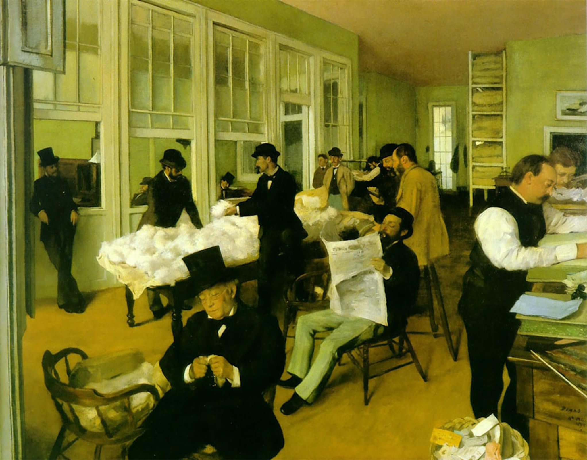 POSTERIIk Vintage Art Print Images Pictures Print Portrait in a New Orleans Cotton Office by Edgar Degas Modern Colour Posters for Office Home Decor 60x90cm