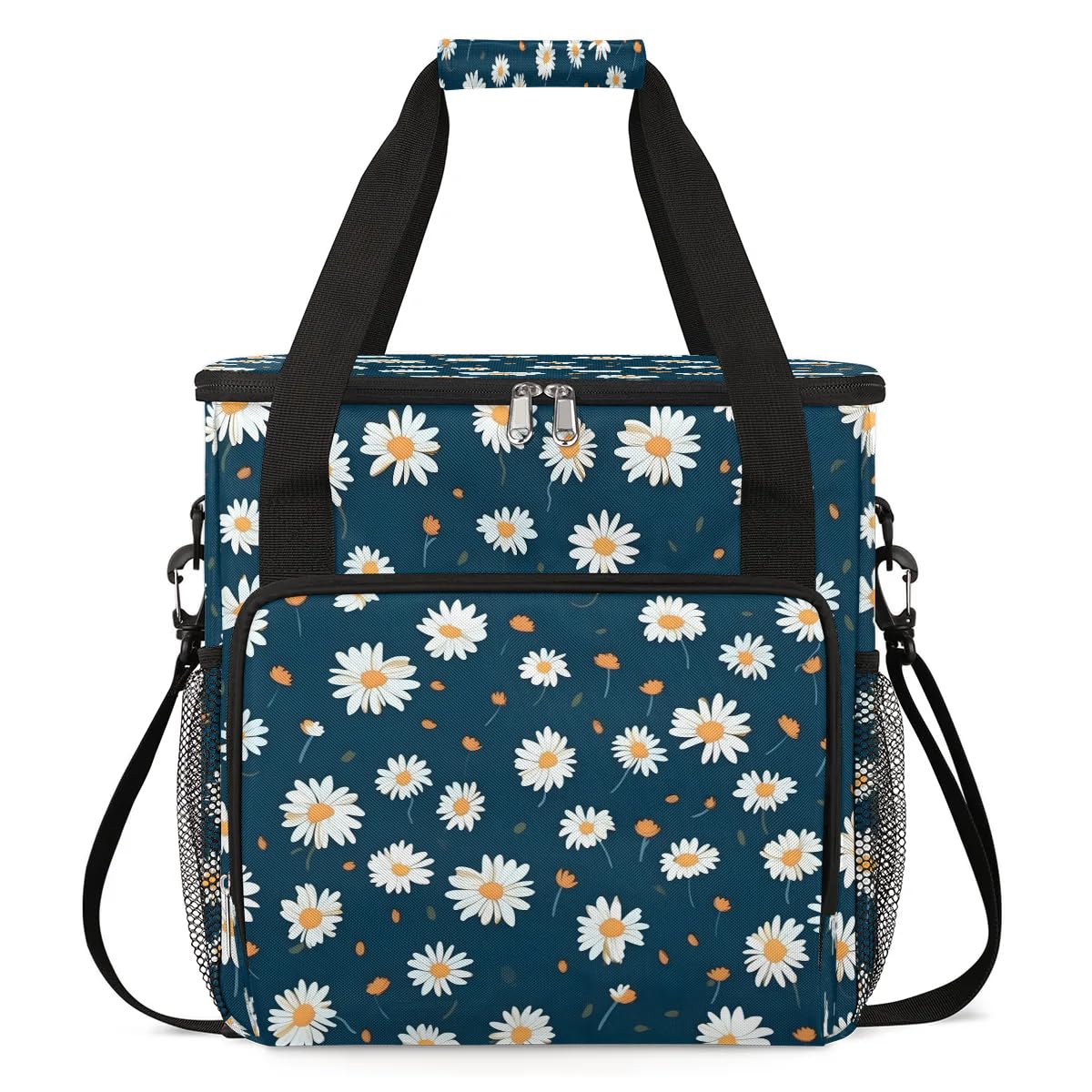 Shoblo Daisy Floral Printed Coffee Maker Travel Bag for K-Mini or K-Mini Plus Single Serve Coffee Brewer Portable Storage Tote Case for Tarvel