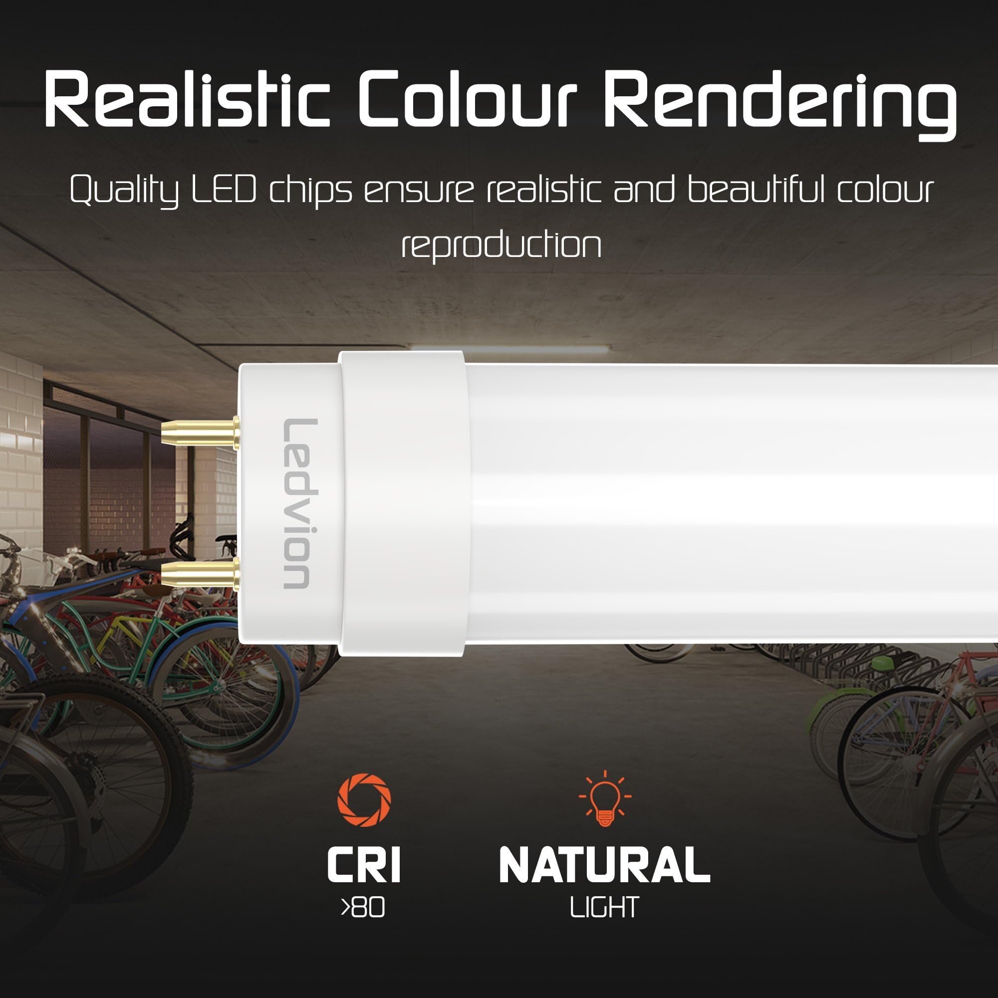Ledvion - 25X Tubo LED TL 120CM con arrancador LED incluido, 18W, 4000K, 100lm/W, 30.000 horas de vida útil