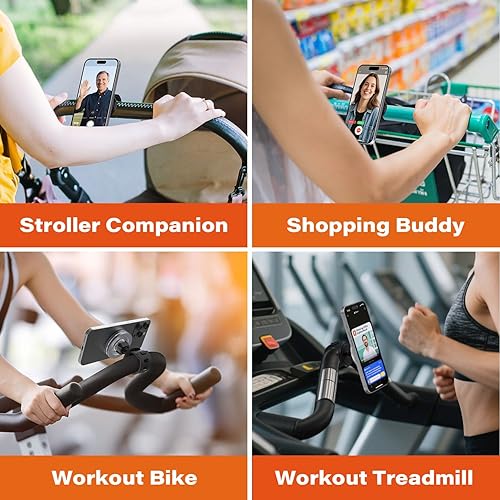 Miniatura 2 de A2C Soporte de teléfono de gimnasio para bicicleta Peloton cinta de correr, soporte de teléfono para cochecito con correa ajustable, soporte de