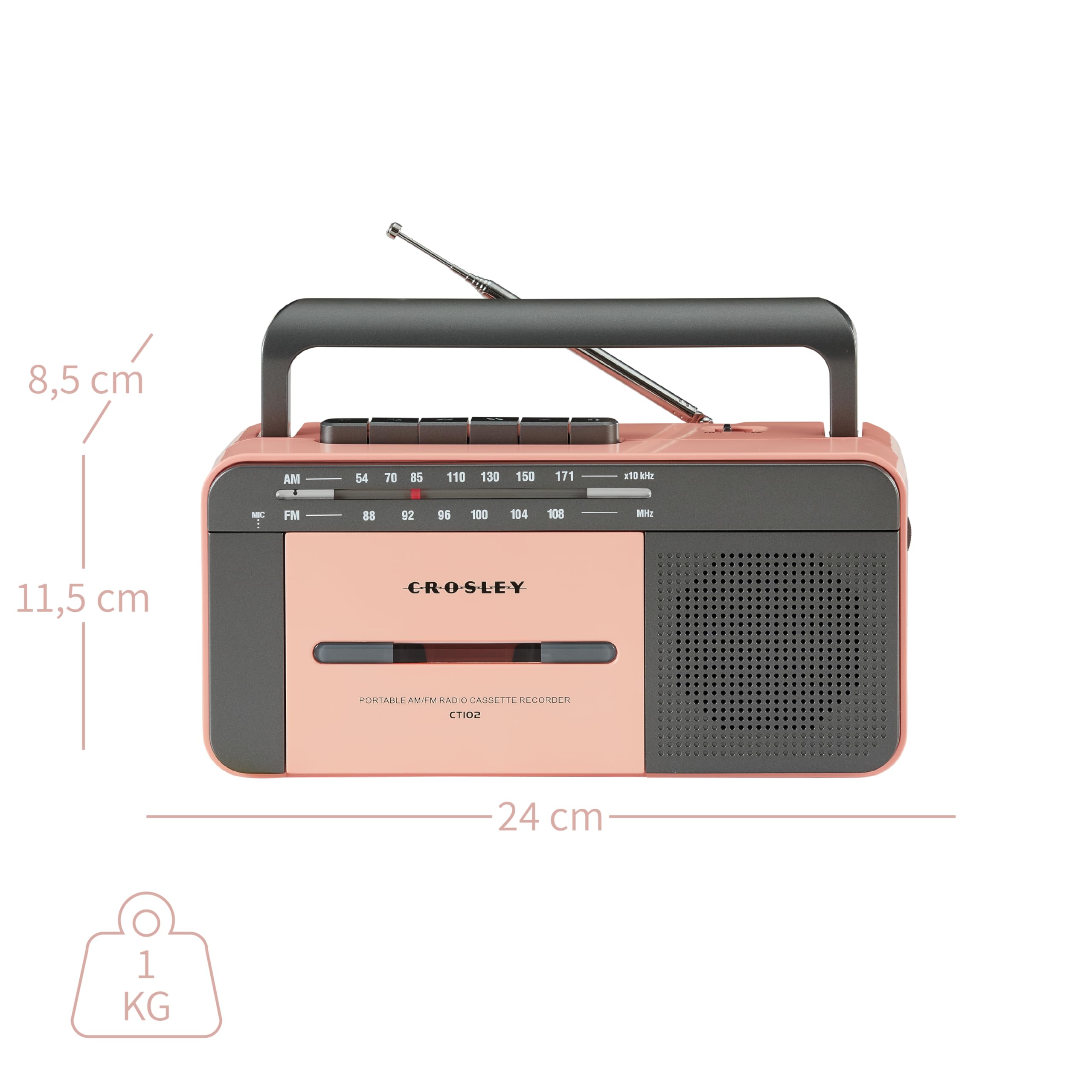 Crosley Cassette Player - Rose Gold/Grey