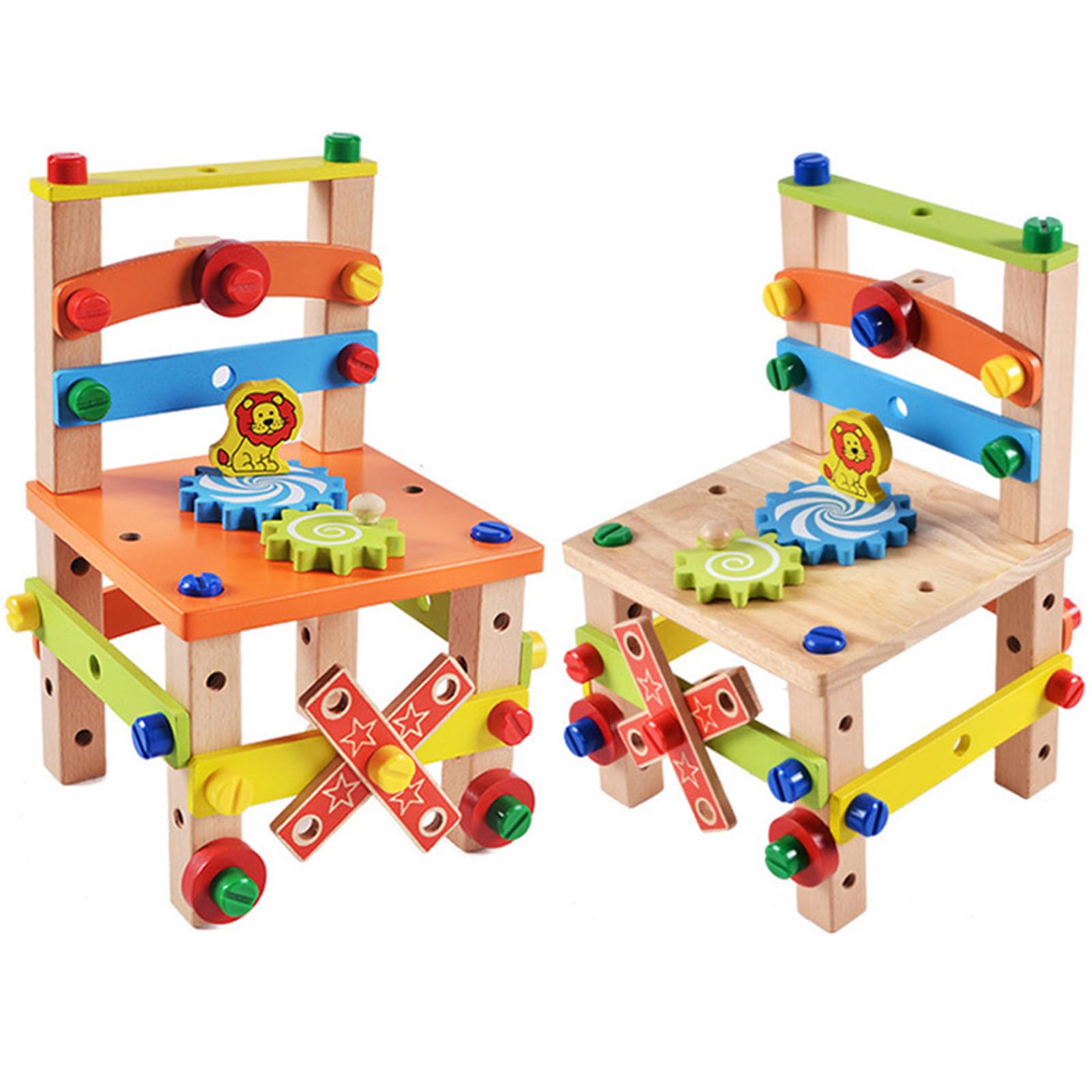 Puzzle 3D, sedia in legno, modellismo, sviluppo delle abilità motorie fini, giocattolo educativo per bambini piccoli, gambo con trapano