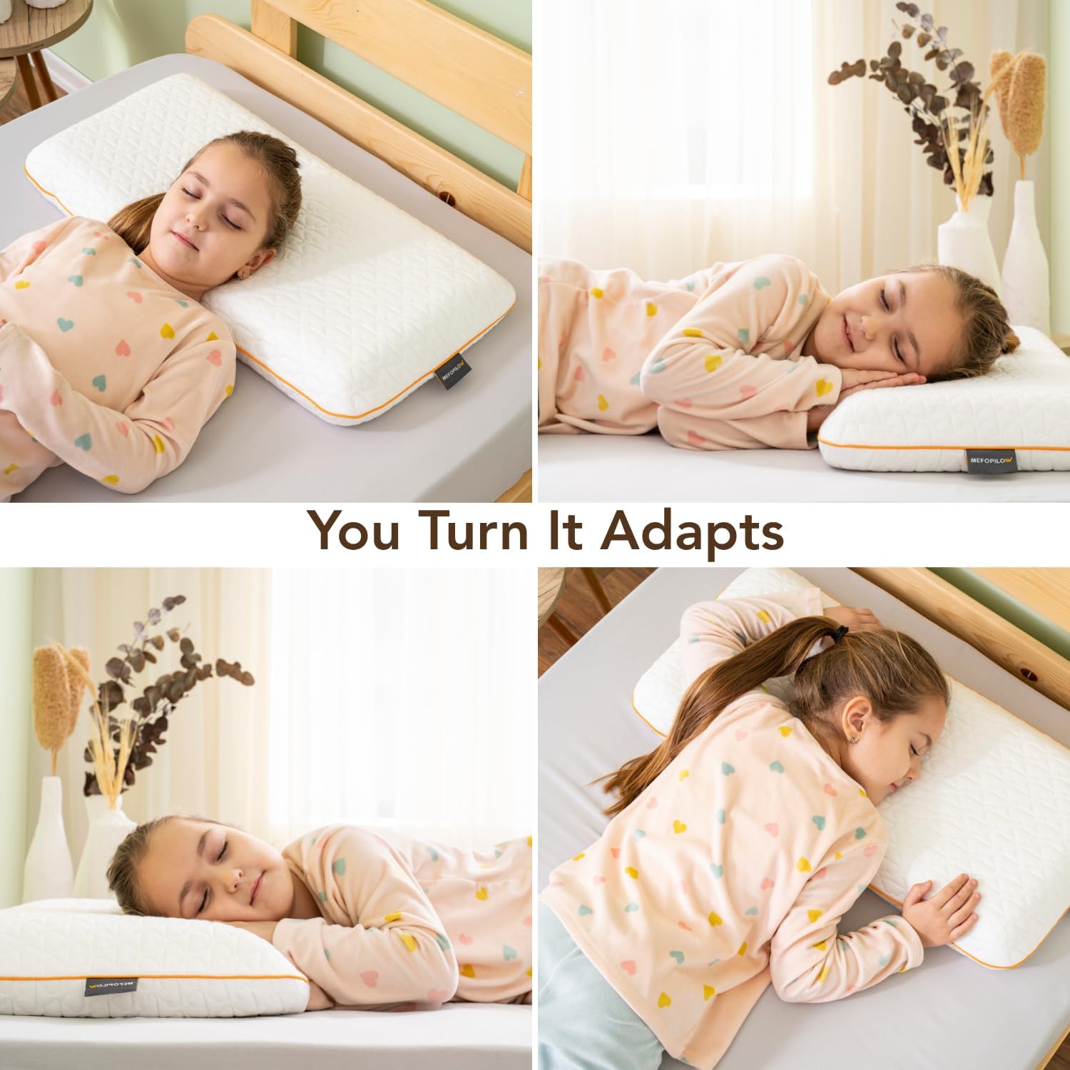 Kids Memory Foam Pillow for Sleeping, Breathable and Soft Pillows for Toddler, Boy, Girl, Small, 26x13x2.36 inches, White