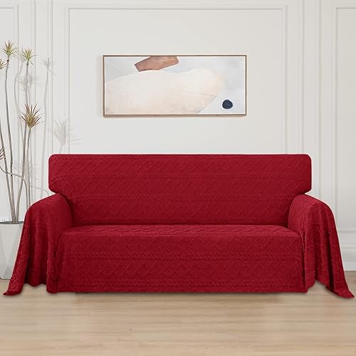 Miniatura 2 de Easy-Going Funda de sofá de 80 x 133 pulgadas, funda de terciopelo jacquard de gran tamaño para sofá de 3 cojines, fundas seccionales en forma de L