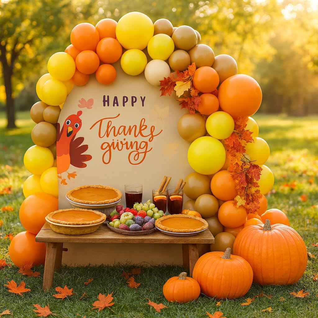 Thanksgiving Balloon Arch Garland Kit Orange Brown Balloons 134pcs for Fall Harvest Birthday Little Pumpkin Baby Shower Bridal Shower Friendsgiving Party Decorations (Orange Yellow Brown) - Image 3