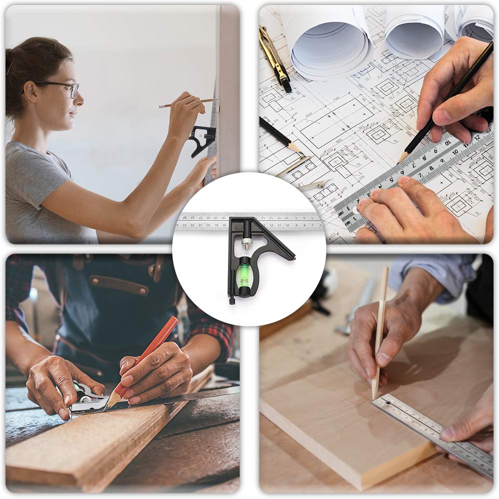 Squadra Multiuso Preciva 300mm - Righello Combinato Per Falegnameria E Misure - Foto 9