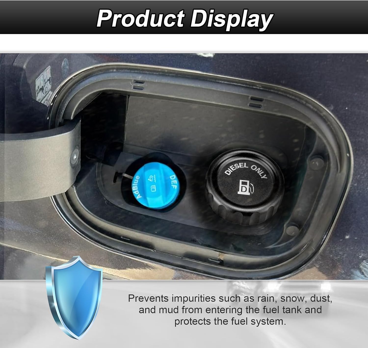 Magnetic Diesel Fuel Cap 6061 Aluminum Compatible with Chevrolet Silverado Tahoe 1500 Fit GMC Sierra Yukon 1500 General Motors 3.0 Diesel (Black)