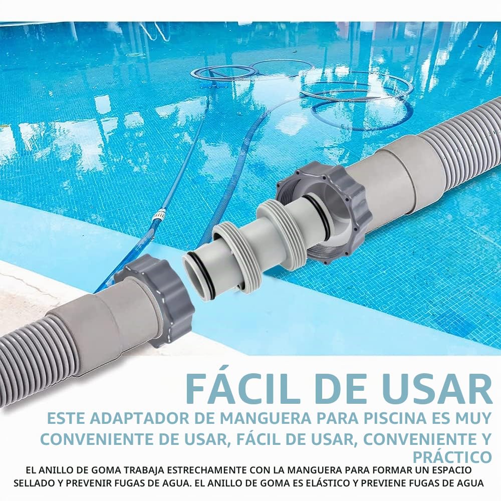 Adaptador Manguera Piscina 38mm, Conector Recto para Piscina Intex Bestway