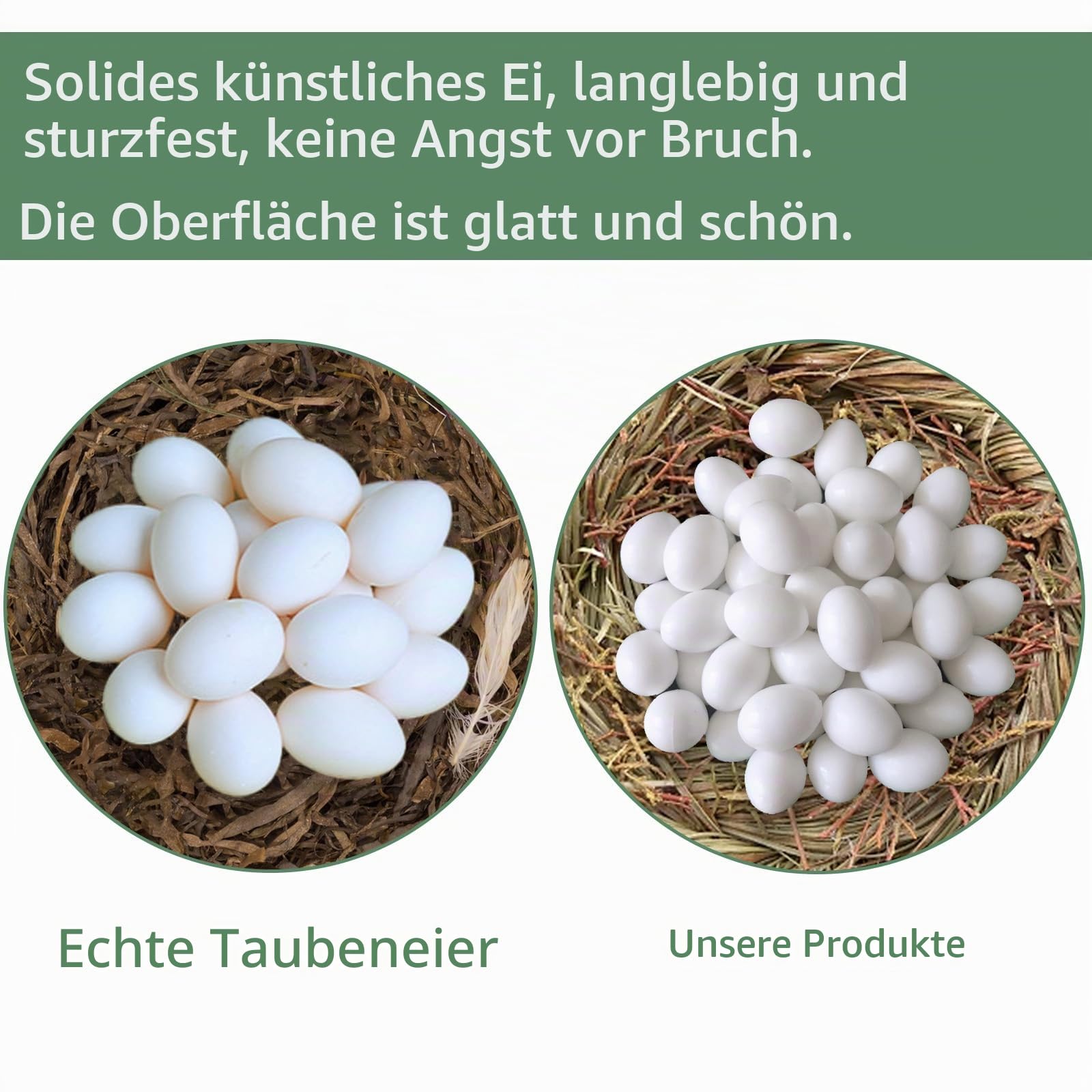 50 Stück Taubeneier Attrappe,Gefälschte Taubeneier für Zucht Bruthilfe, Plastik Gefälschtes Taubenei, Dummy Eier für Vögel, Solides Gefälschtes Ei, Simulation Schlupfzubehör