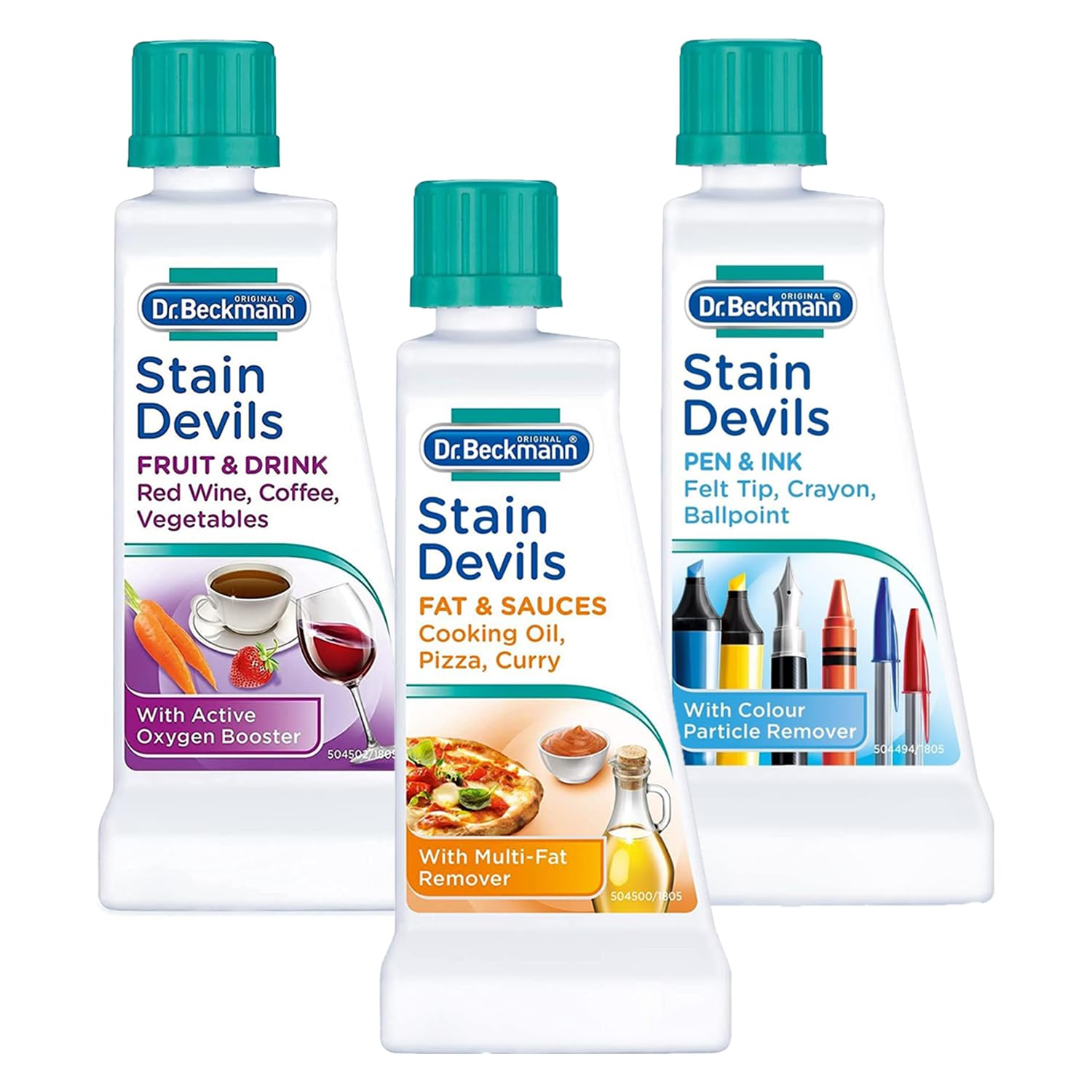 High VibrantStain Devils Complete Cleaning Kit, 3 Specialised Stain Removers for Fat & Sauces, Pen & Ink, Fruit & Drink