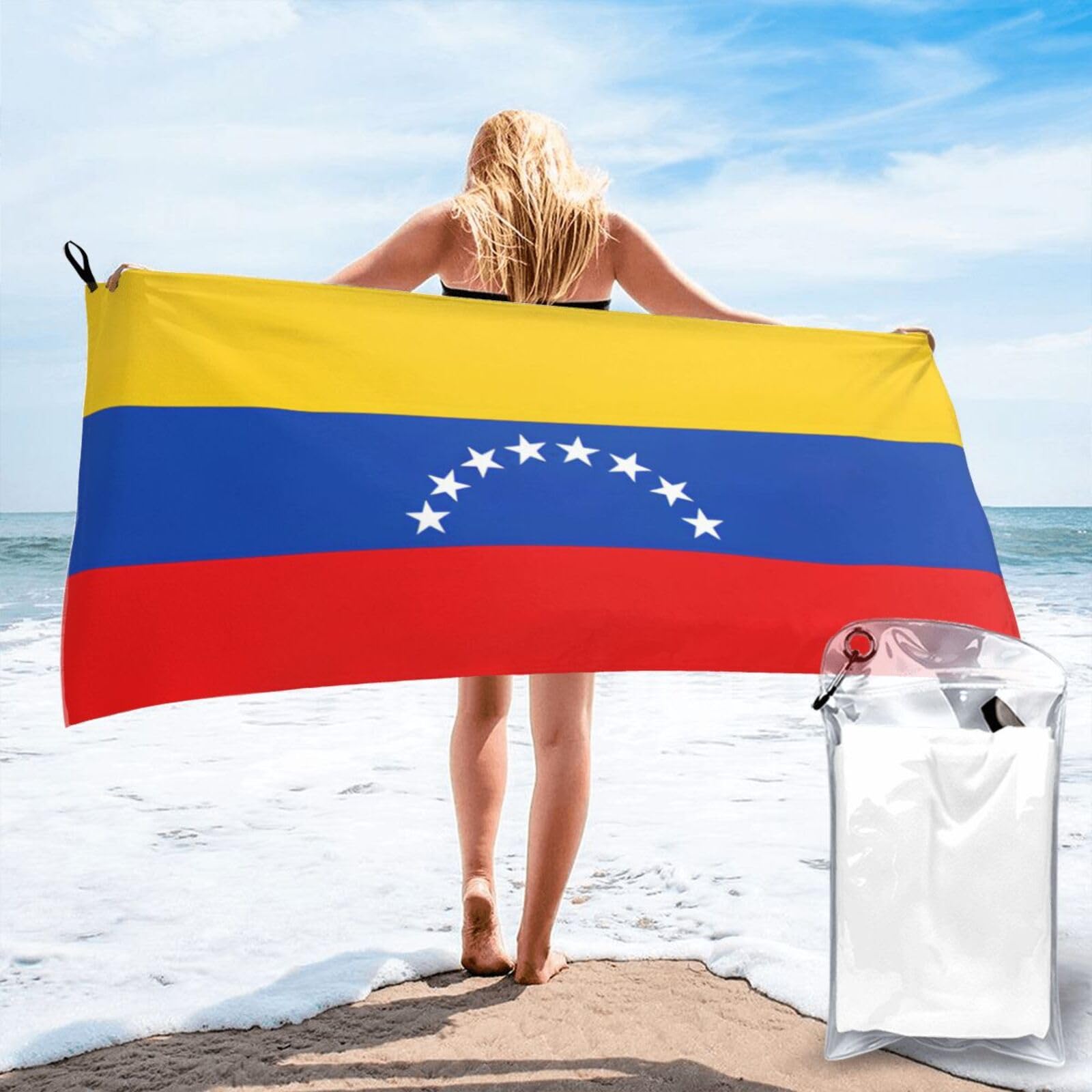 WYCZHY Flag Of Venezuela Print Beach Towel Soft Quick Dry For Spa Pool Gym Vacation Travelers Women Men Adults Sauna Gift