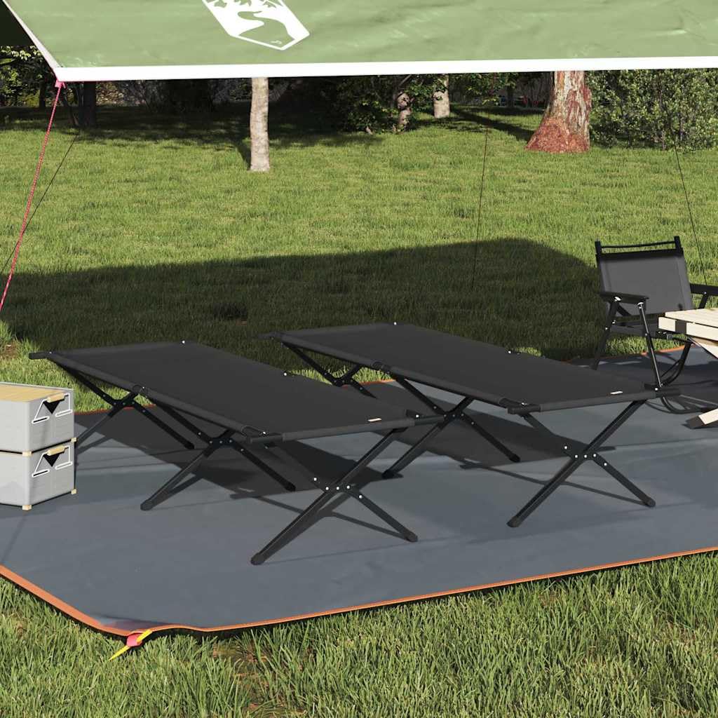 INLIFE Klapp Schlafbett fürs Camping 2 pcs Schwarz Ox Stoff,Sportartikel,Outdoor-Aktivitäten,Camping & Wandern,Camping-Möbel,Feldbetten,Schwarz,17.4 KG,42003193