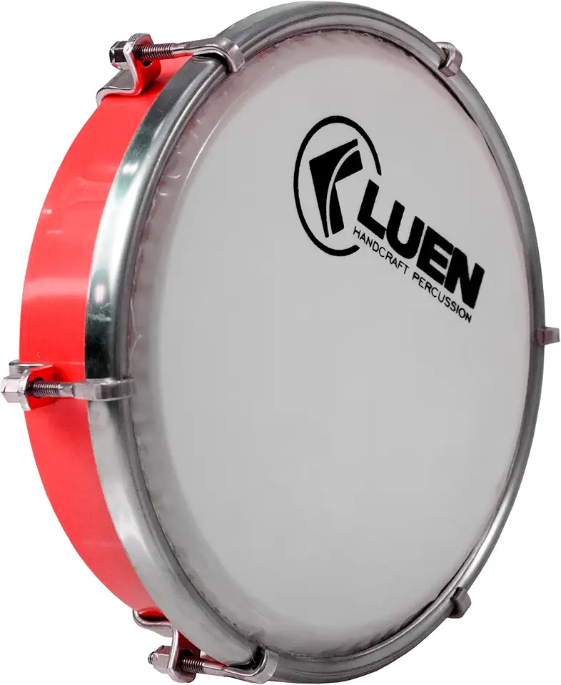 Tamborim - Serie Colorsteel Vermelho 06" 6 Afin Simples Pele Leitosa