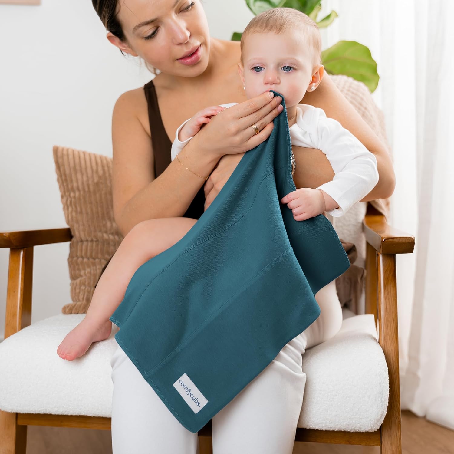 Comfy Cubs Burp Cloths 6 Pack and Swaddle Blankets for Baby Girl & Boy Bundled