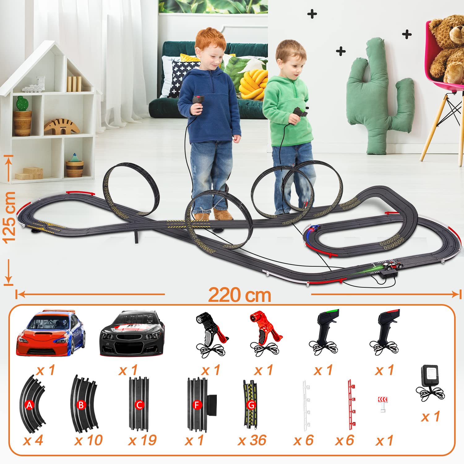 Cusocue Kid's Electric Powered Slot Car Race Track Playset (516 Years