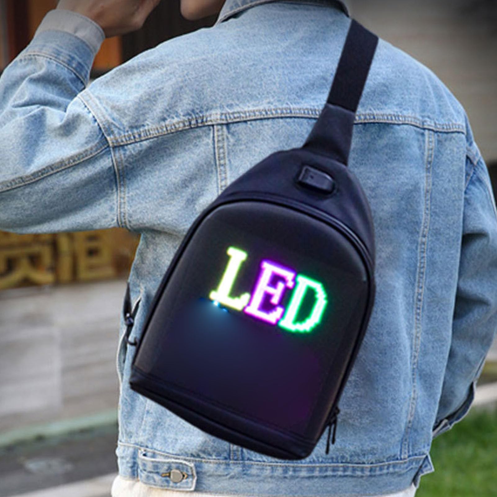 Plecak LED Sling, Programowalny DIY Pełny Kolor Ekranowy Wyświetlacz Woda Wodna Wodna Reklama na Zewnątrz Travel Plecak do Reklamy, Podróży, Jazdy