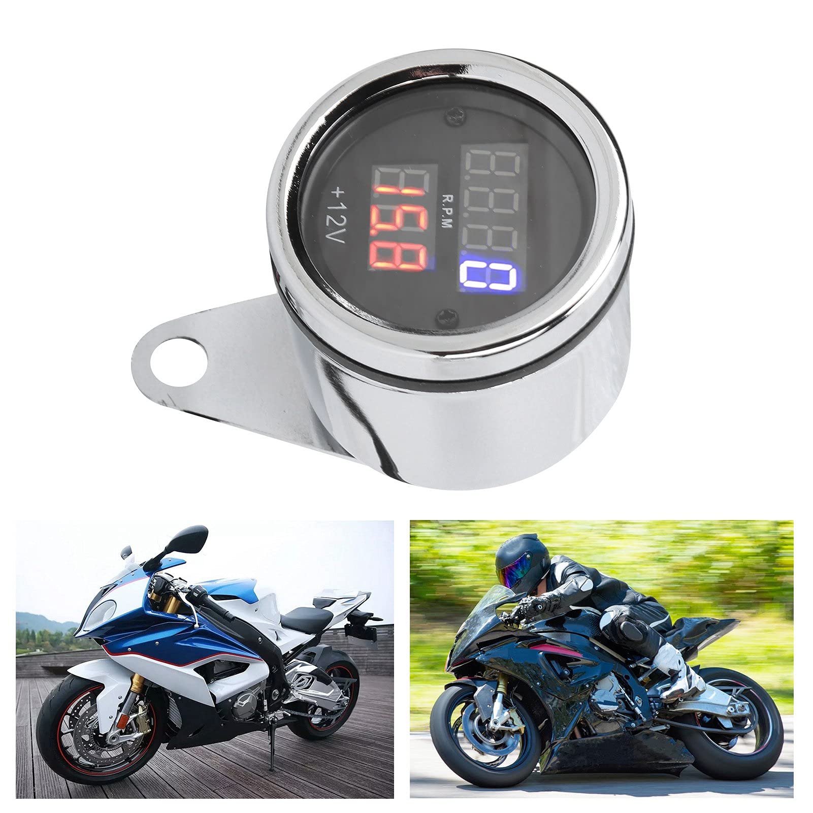 Motocicletta 3 in 1 Tachimetro Odografo Odografo Display LCD Iron Resistente 12V