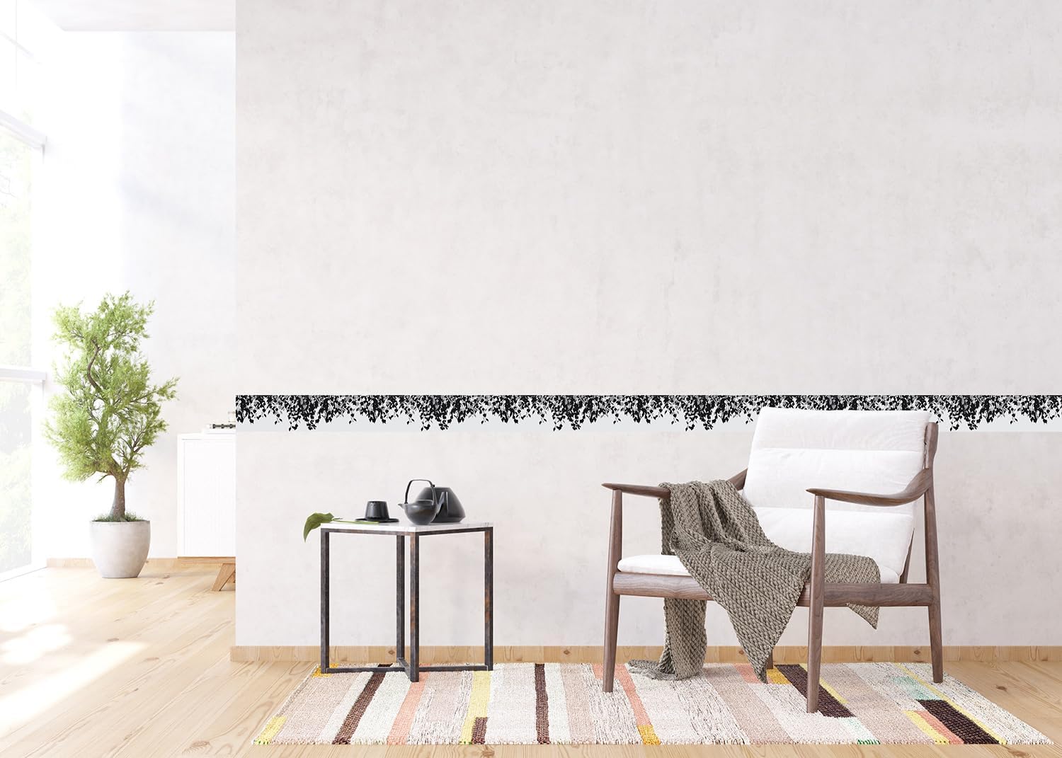 AG Design Birch Self-Adhesive Border, Kitchen, Living Room, Wall Sticker, Multicoloured 500 x 13.8 cm | AWB 8278