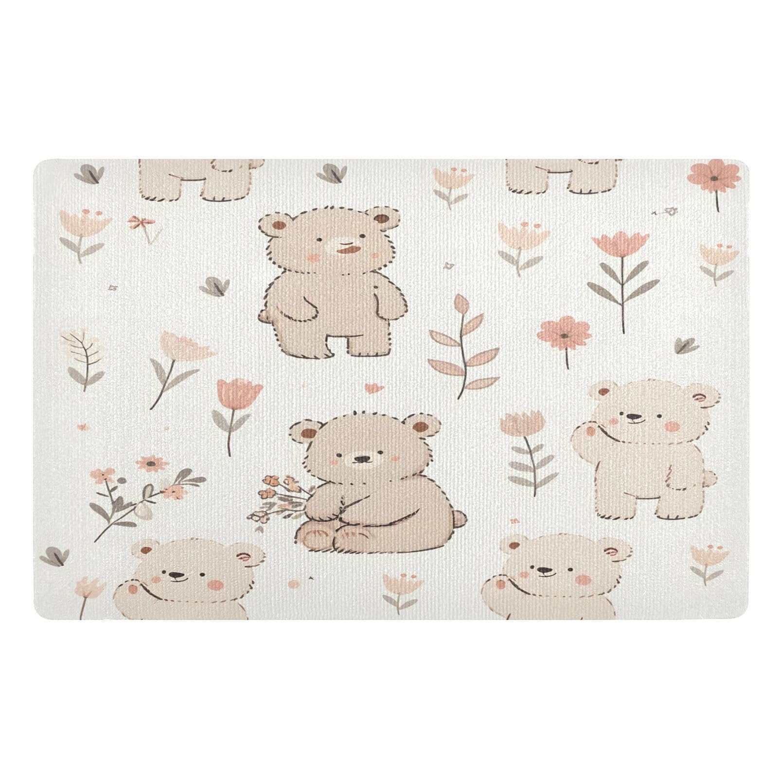 Paillasson d'intérieur absorbant motif ours 50x80 cm
