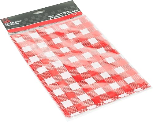 Miniatura 2 de Chef Craft Mantel desechable de plástico clásico, 52 x 108 pulgadas, rojo/blanco