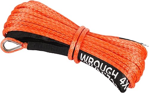 Miniatura 39 de Cuerda de cabrestante sintética de 1/4 pulgadas x 50 pies con funda protectora y dedal, resistencia a la rotura de 10,000 libras, cuerda