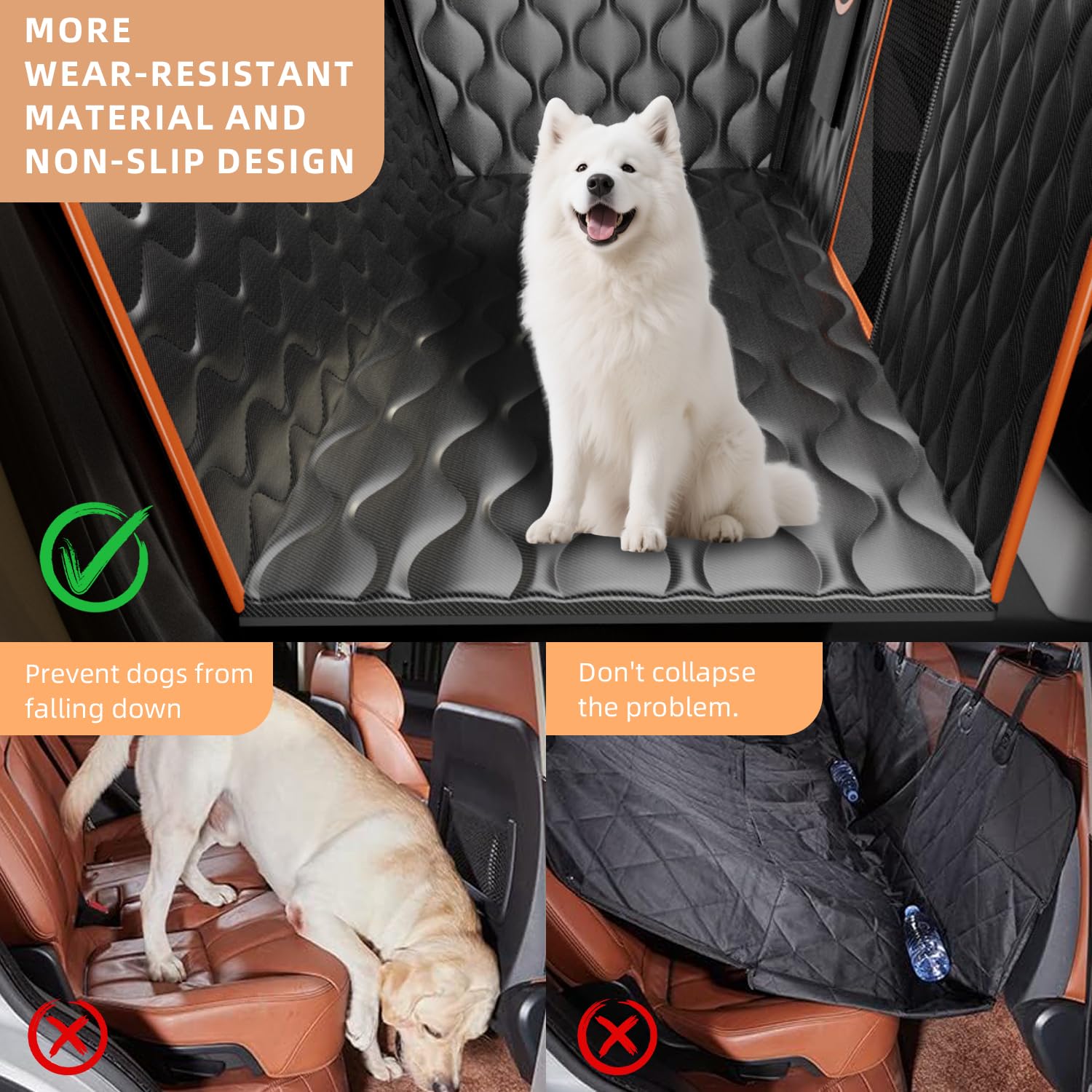Kratzfester Hunde-Autositzbezug für den Rücksitz, wasserdichter Rücksitzbezug für Hunde mit Netzfenster, Aufbewahrungstasche, Seitenklappe, faltbar, rutschfest, Universalgröße, passend für