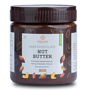ROSIER Foods Dark Chocolate Nut Butter|300 Gram| Crunchy|No Added Sugar|High Protein Premium Cashew, Almonds And Peanut Butter - image, photos