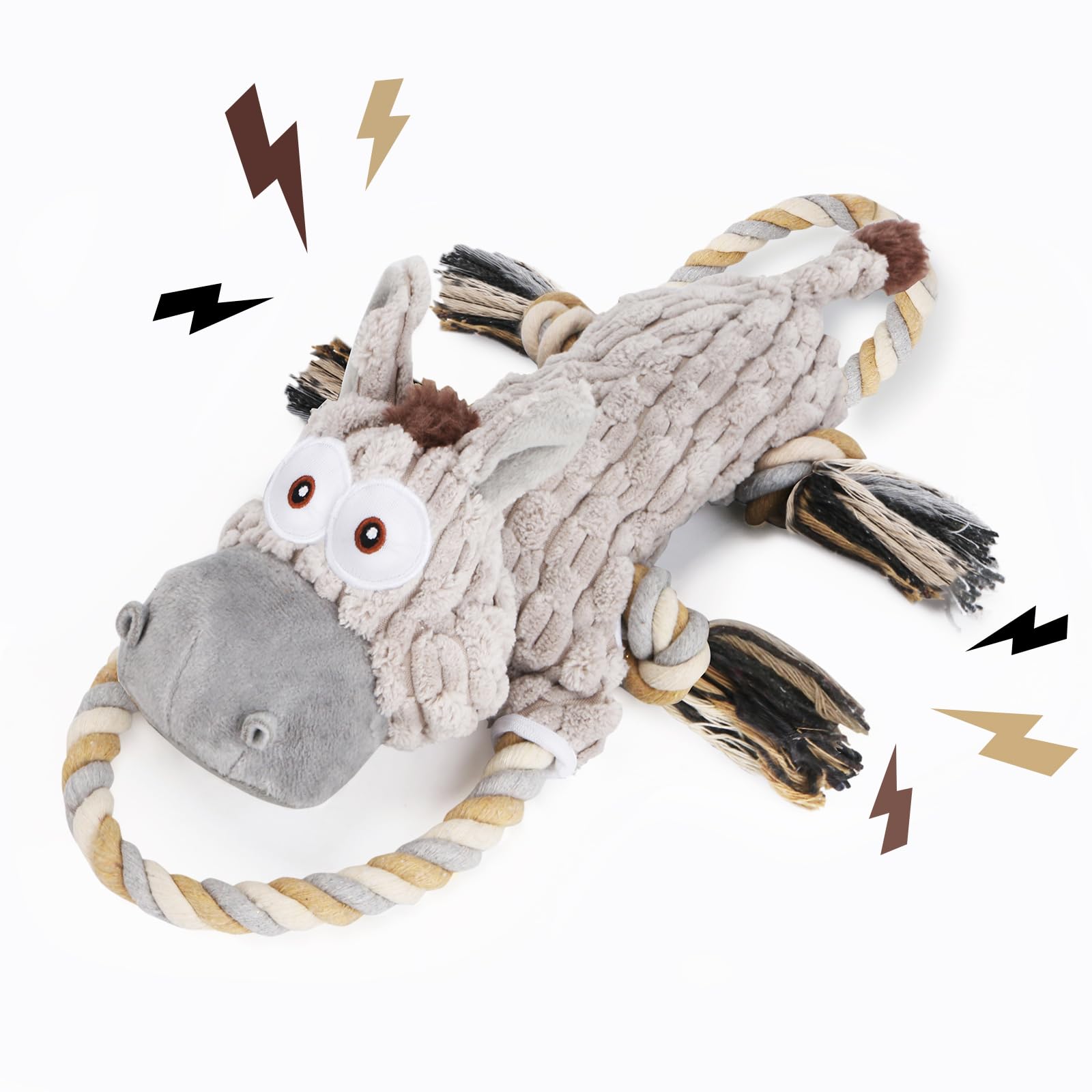 Large Squeaky Dog Toys for Aggressive Chewers,Interactive Tug of War Puppy Toys with Pull Rope,Tough Plush Pet Dog Chew Toys for Small, Medium and Big