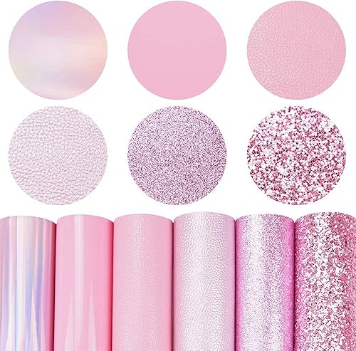 Miniatura 17 de Litchi Paquete de 6 hojas de cuero sintético de 8 x 12 pulgadas para aretes de lazo, tela de vinilo fácil de cortar para Cricut, cuero sintético