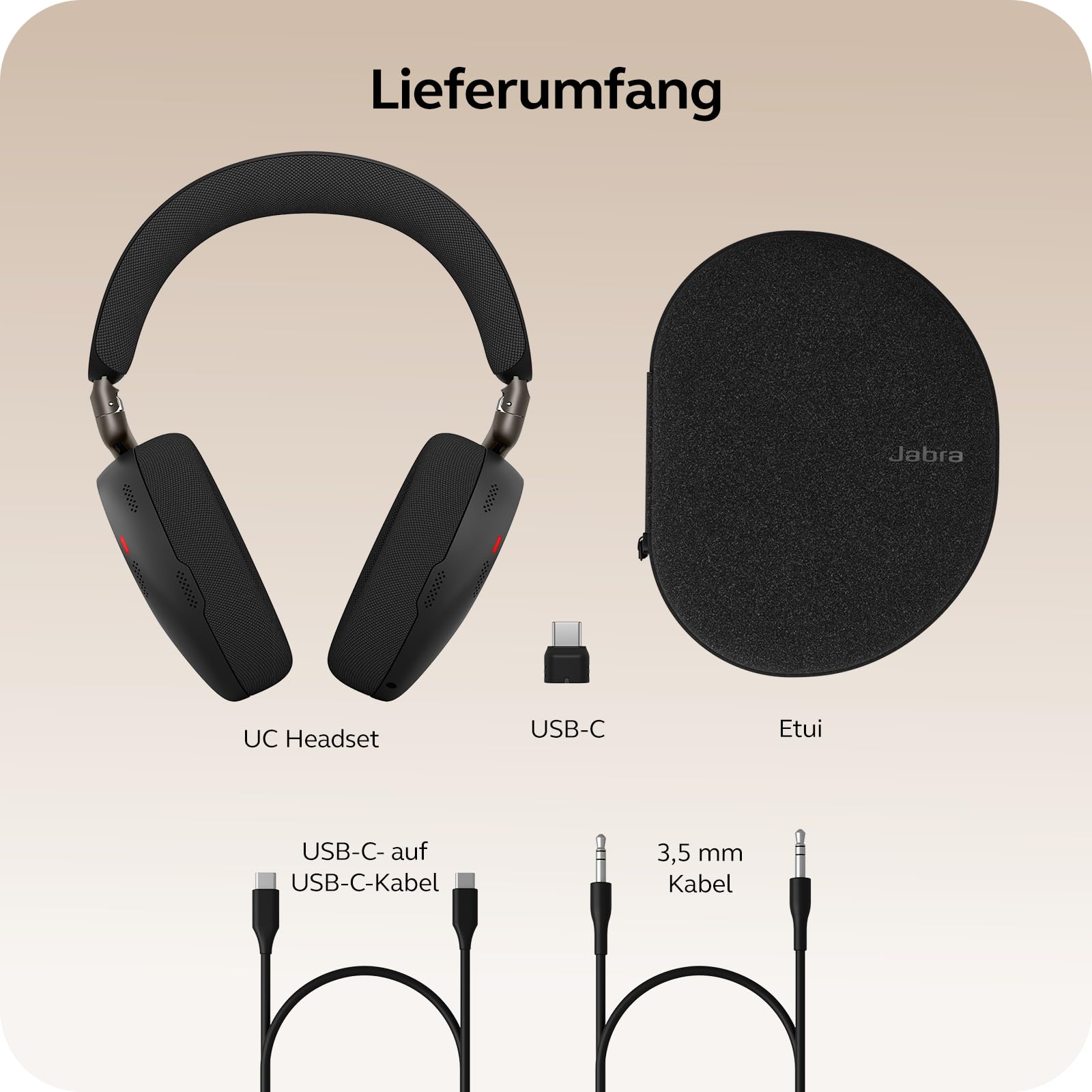 Jabra Evolve3 85 Over-Ear Bluetooth Headset kabellos mit Mikrofon für Büro, USB-C, KI-Sprachanruf, Adaptive Aktive Geräuschunterdrückung, 25h Akku, für Meeting-Apps, Schwarz