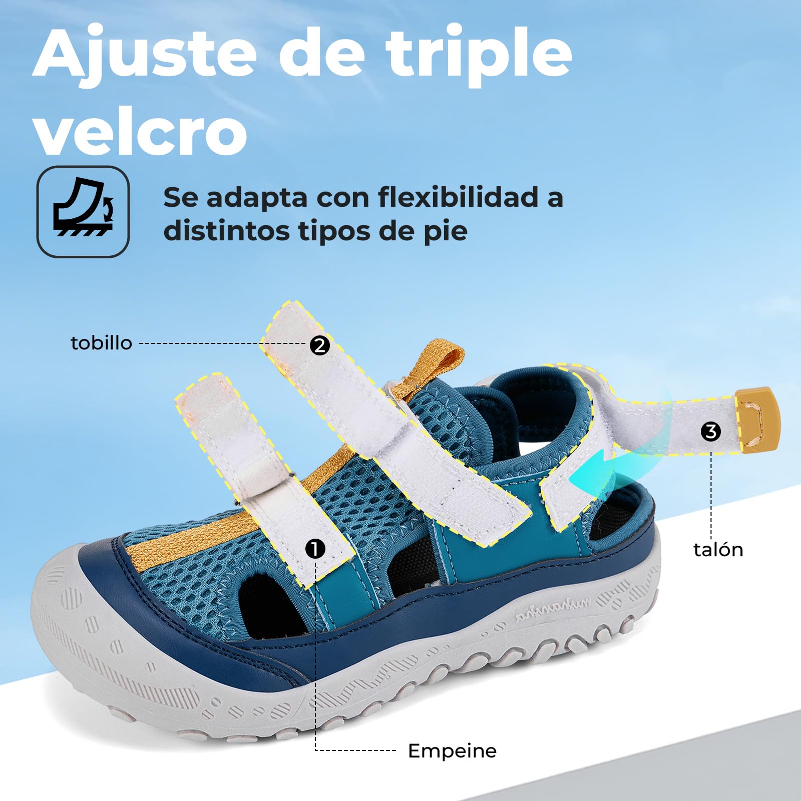 Mishansha Boys Girls Trekking Sandals with Closed Toe, Breathable and Non-Slip, Size 24-38 — view 4