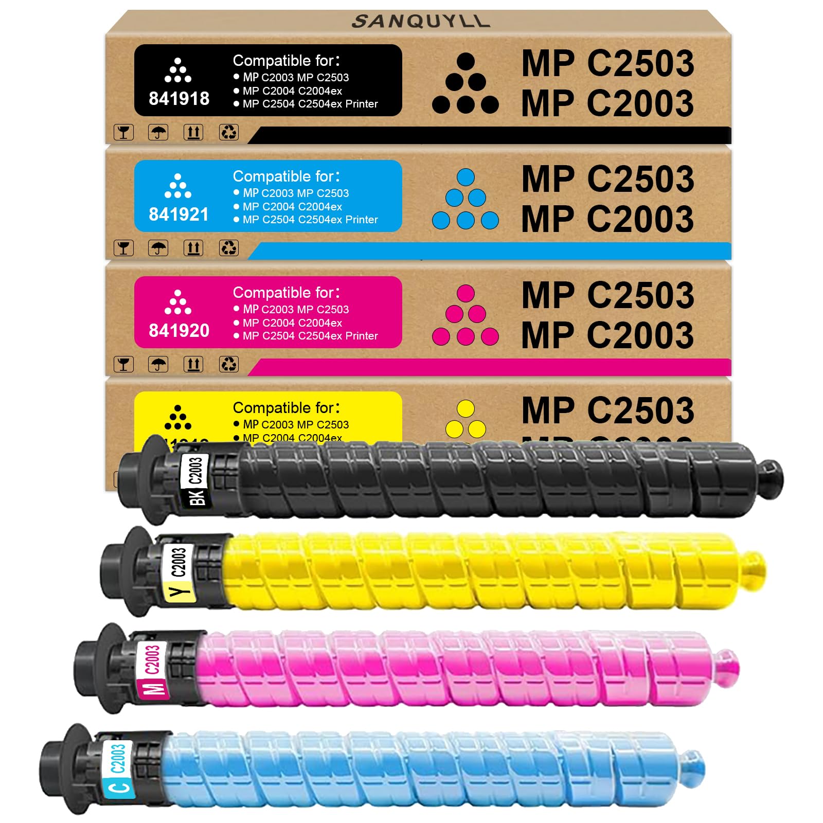 SANQUYLL MP C2003 C2504ex Toner Cartridge Compatible for Ricoh MP C2003 MP C2503 MP C2004 C2004ex MP C2504 C2504ex Printer High Yield 15,000 Pages