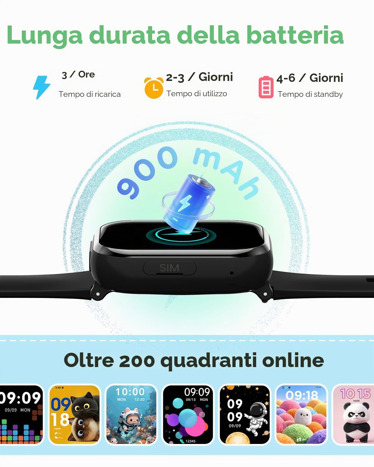 4G Smartwatch Bambini, Orologio Smartwatch Bambini GPS con Chiamate, Videochiamate, Chat Vocale, Modalità Scuola, Doppia Fotocamera, Sveglia, Contapassi, IP68, Smart Watch per Ragazzi e Ragazze, Nero