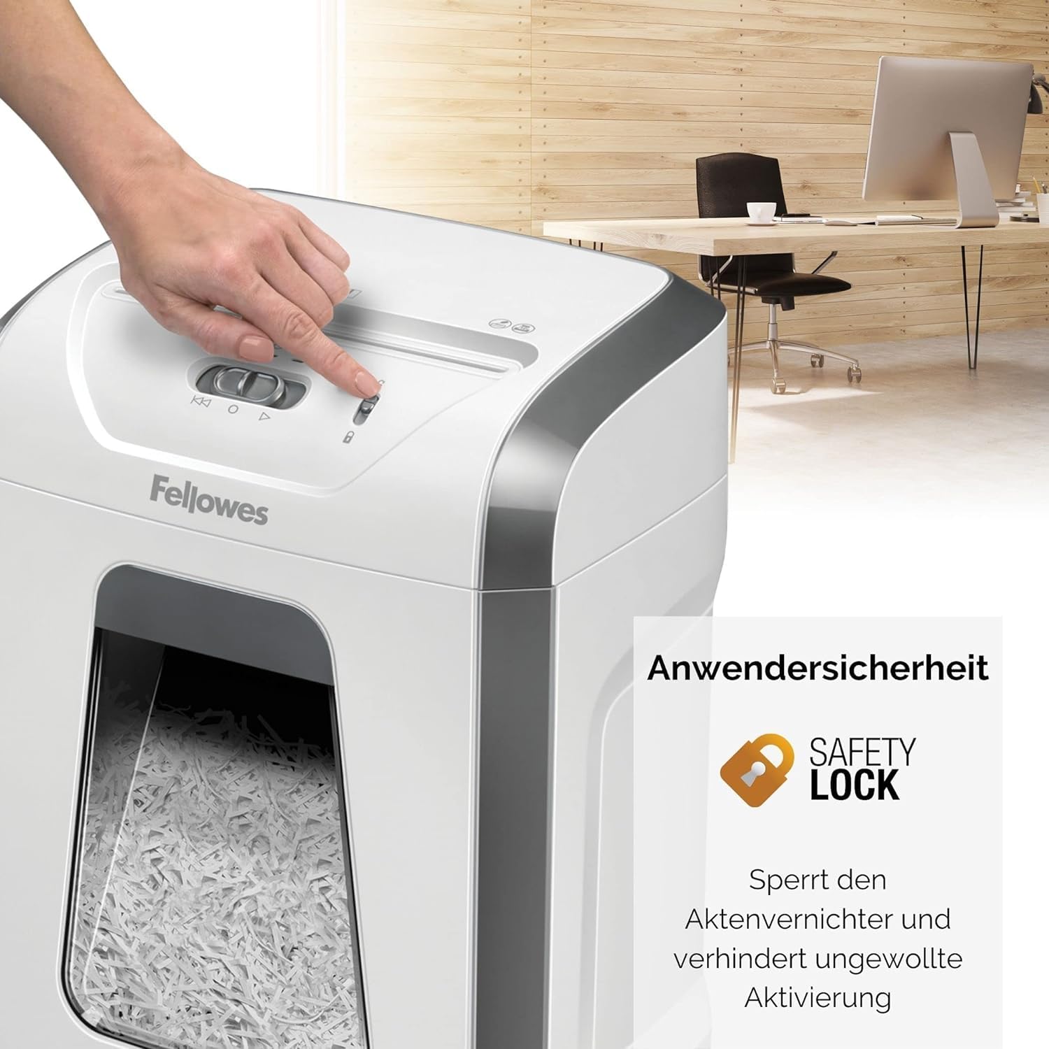 Fellowes Aktenvernichter, Papierschredder für 12 Blatt Partikelschnitt, Aktenvernichter P4, Schredder für Büro und Homeoffice, Powershred FS-12C, mit 19L Papierkorb, verarbeitet Kreditkarten, Weiß