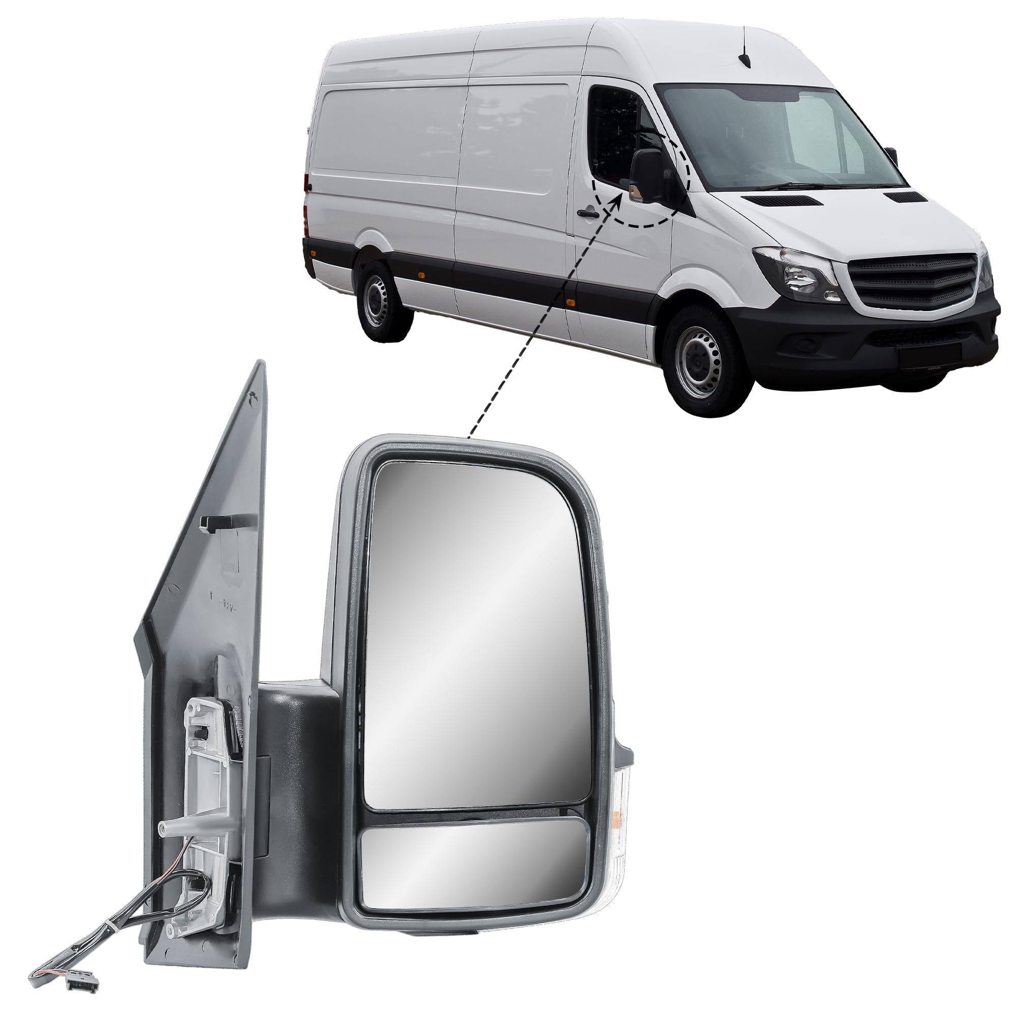 Specchietto retrovisore destro lato passeggero manuale non riscaldabile con indicatori di direzione per Mercedes Sprinter 906 VW crafter 2006-2018