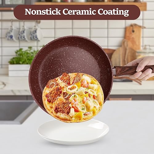 Miniatura 4 de Juego de ollas y sartenes antiadherentes, juegos de utensilios de cocina de 5 piezas con mango que se mantiene fresco, olla de sopa de revestimiento