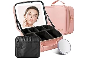 Travel Makeup Organizer with Illuminated Mirror for Enhanced Cosmetic Detailing
