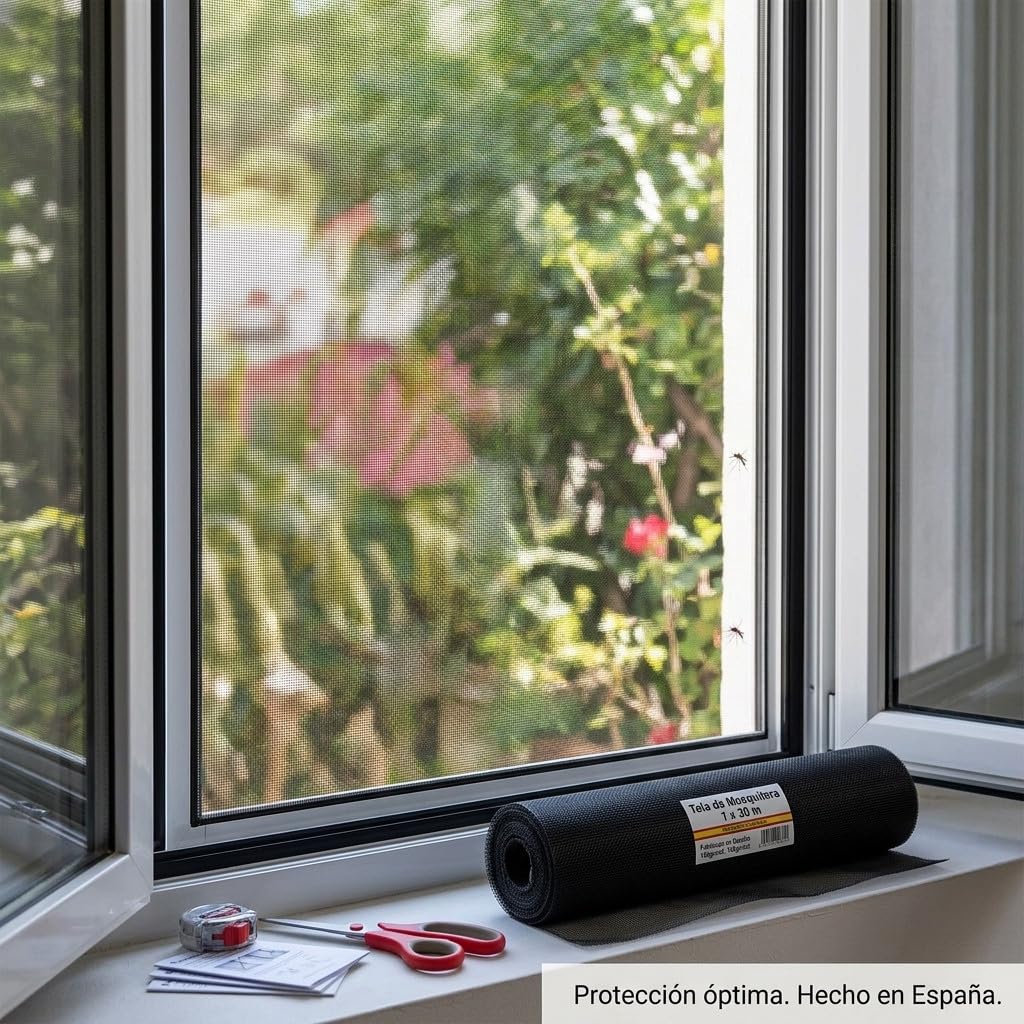Suinga - Moustiquaire en gaze noir 0,8 x 30 m pour porte et fenêtre, Tissu en fibre de verre 120 gr/m2, Protection anti-insectes