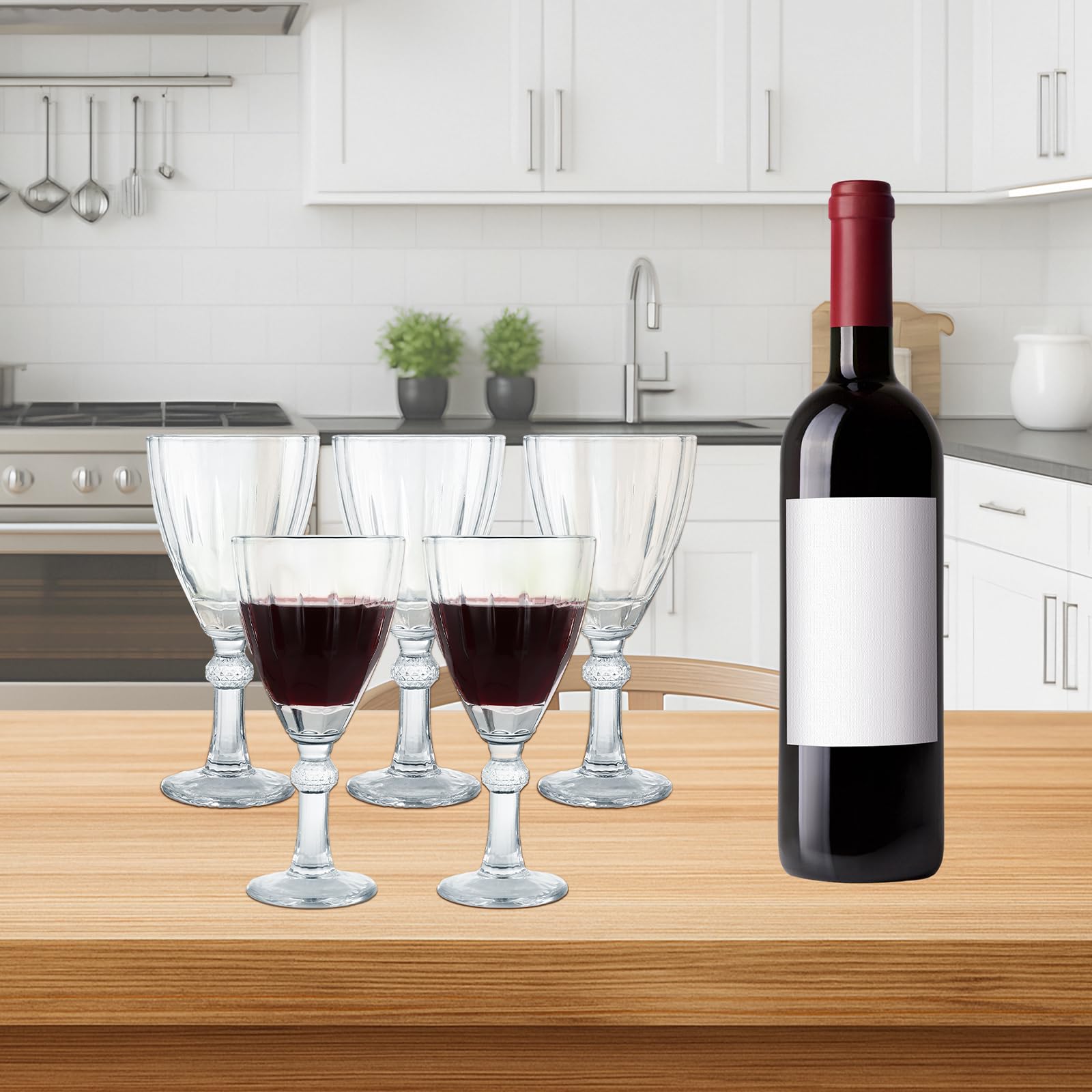 ASelected Juego de 6 copas de vino tinto CPS, copas de vino de cristal de 280 ml, juego de copas para el hogar, bar, cocina, restaurantes, cócteles, bodas, caja de regalo incluida