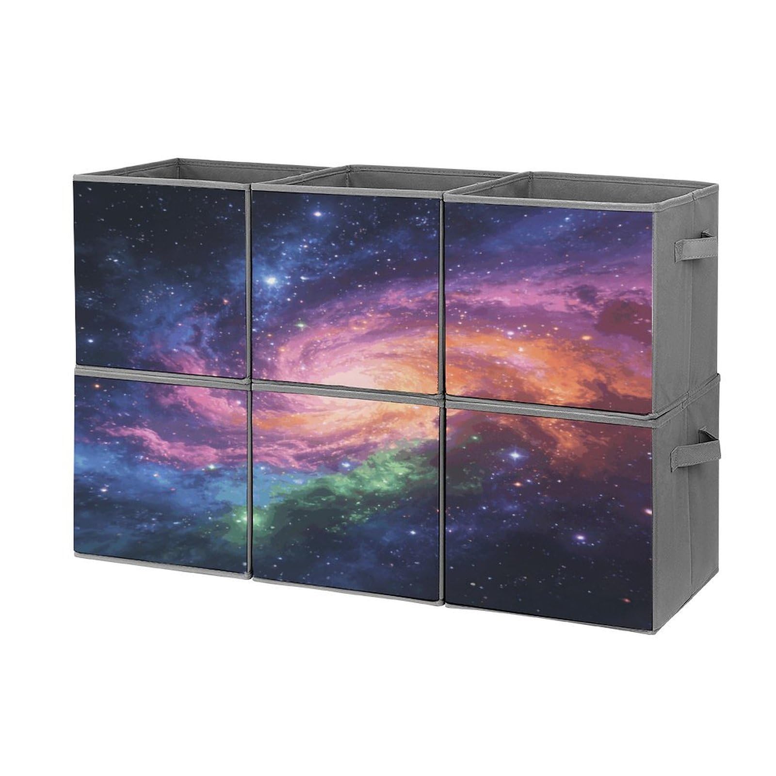 Fodpand Style Rainbow Spiral Abyss Cube Bins With Double Handles,Set Of 6 Cube Organizer, Stackable And Foldable Storage Bins For Organization, Closet, Shelves, Offices