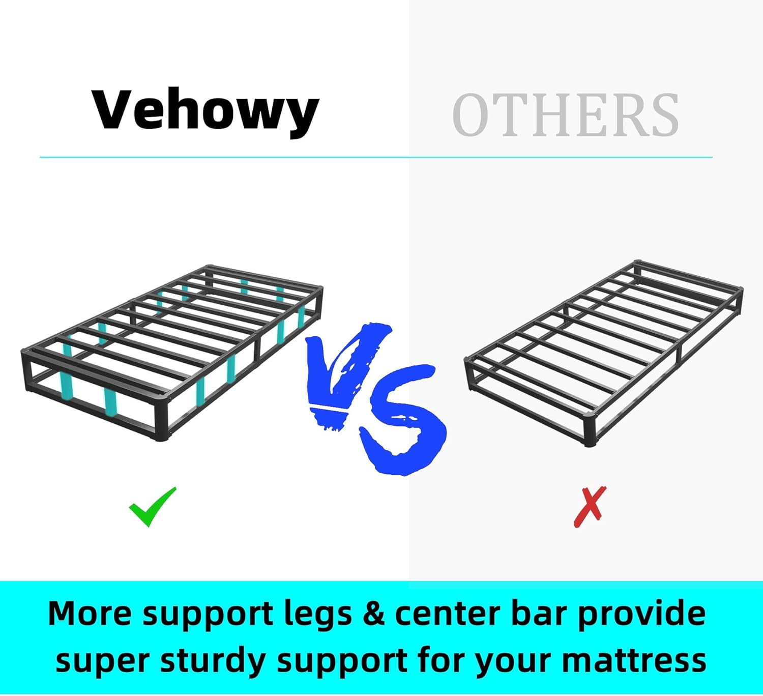 6 Inch Bed Frame Twin Size with Round Corner Edges, Low Profile Floor Bed Frame Metal Platform, No Box Spring Needed, Easy Assembly, Silent Anti Slip