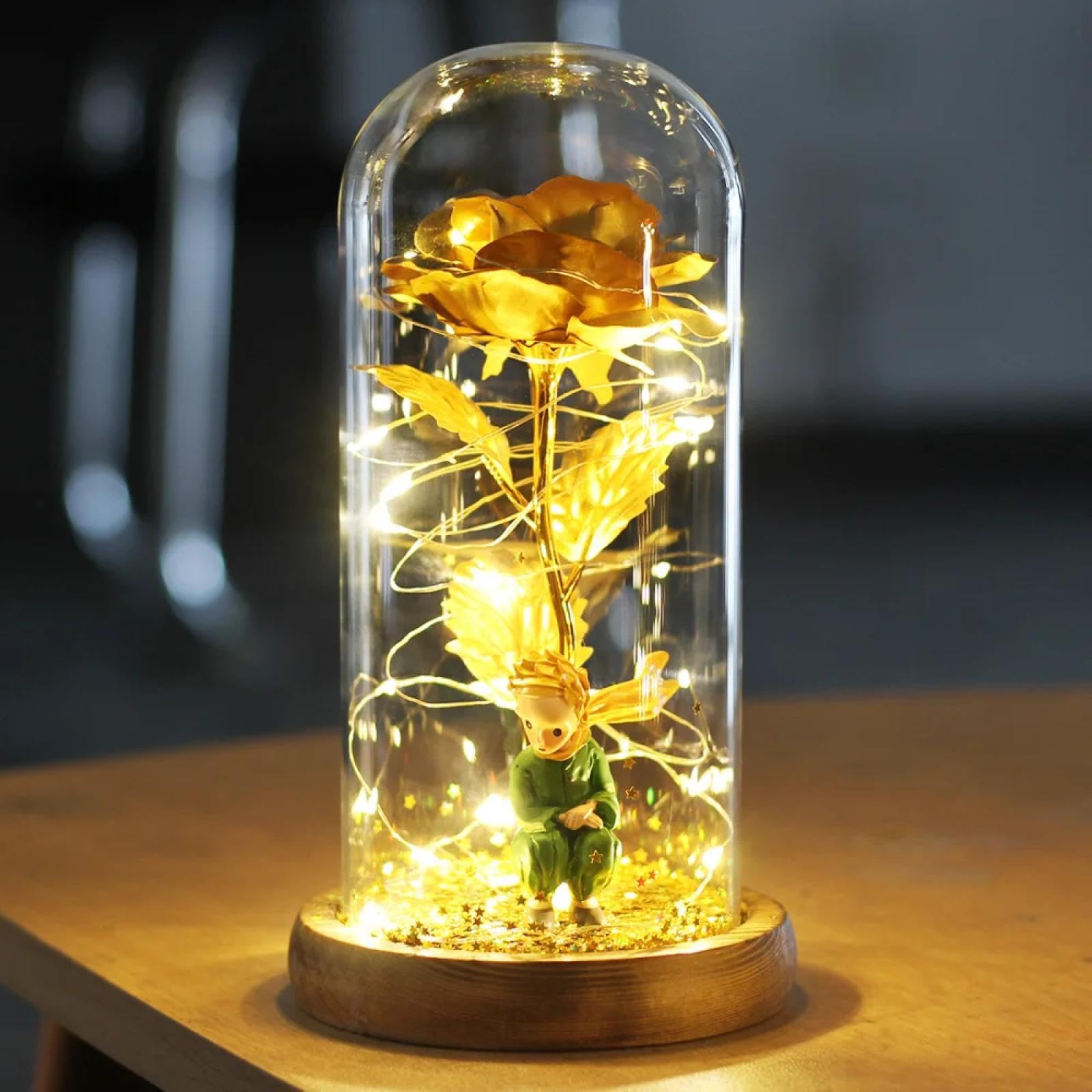 Rosa eterna DANETI de oro de 24k en cristal, un símbolo de amor imperecedero para tu hogar