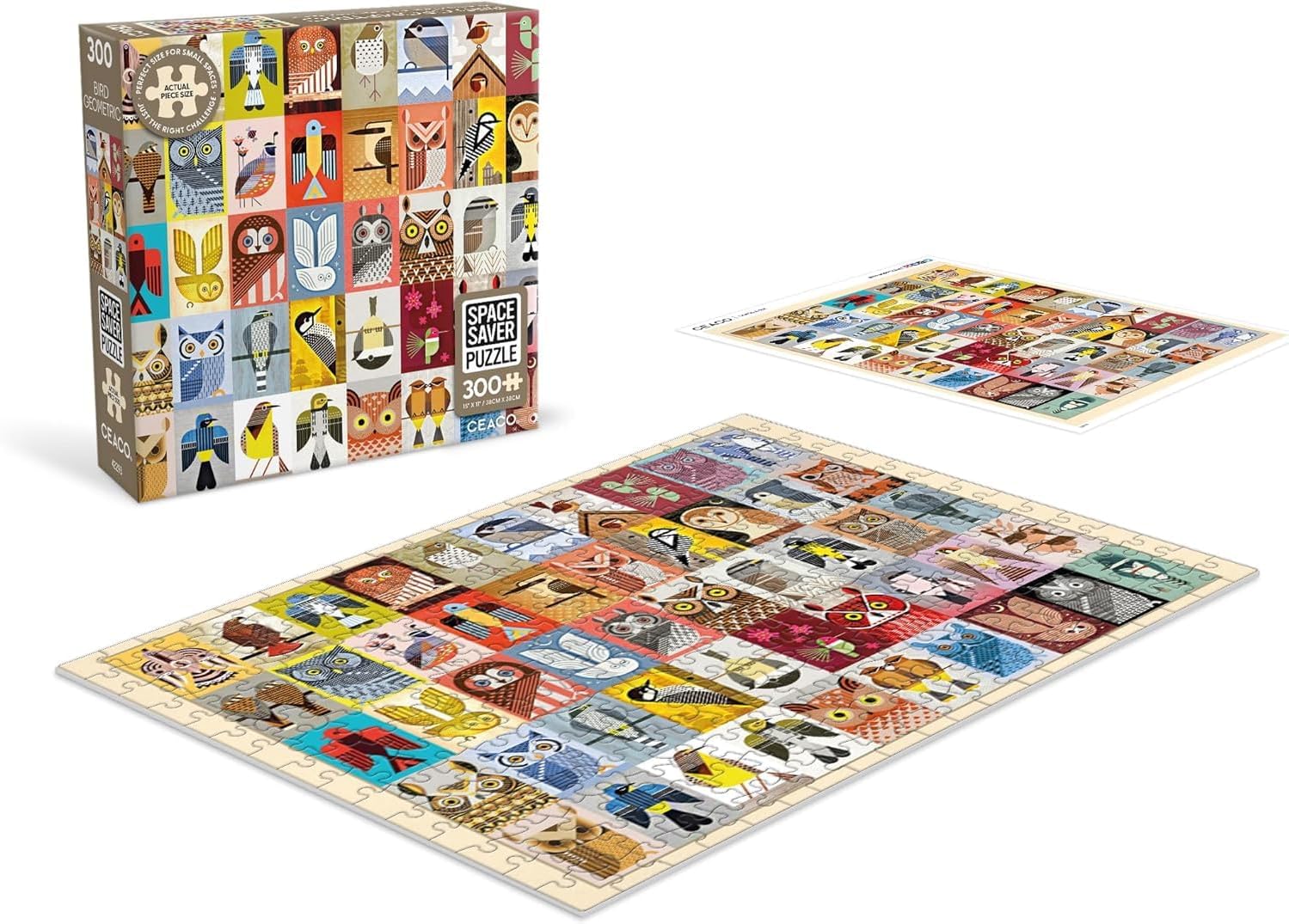 Ceaco – Bird Geometric - 300 Piece Jigsaw Space Saver Puzzle – Puzzles for Smaller Spaces and Surfaces