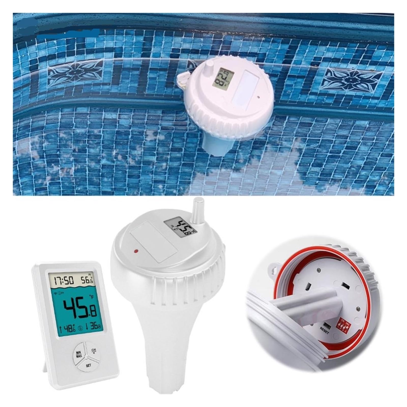 Termómetro Inalámbrico For Piscina, Resistente Al Agua IPX8, Fácil De Leer, For Piscinas, Jacuzzis, Estanques Pequeños Y Acuarios Lectura Precisa De La Temperatura