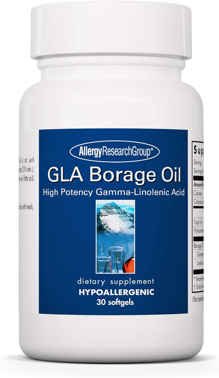 Allergy Research Group GLA Borage Oil High Potency GammaLinolenic Acid, Omega6 30