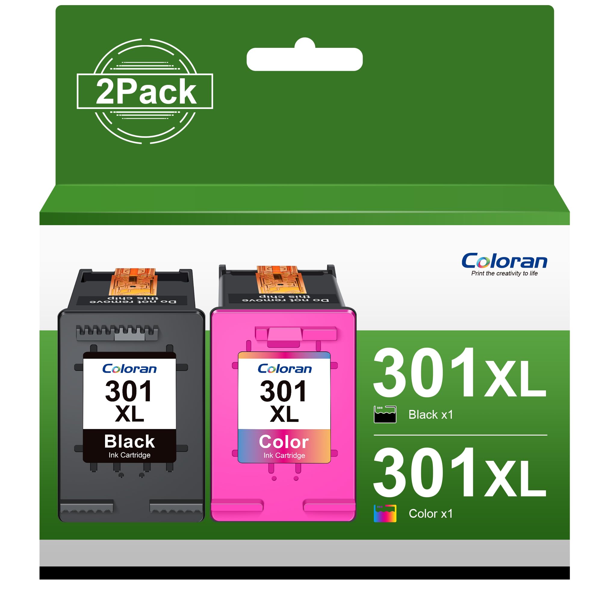 301XL Ink Cartridges Replacement for HP 301 XL Black and Colour, for Envy 4500 5530 5532 Deskjet 1000 1010 1510 2050 2540 3050 OfficeJet 2620 2622 4504 4630 550 34 34 (Black, 1