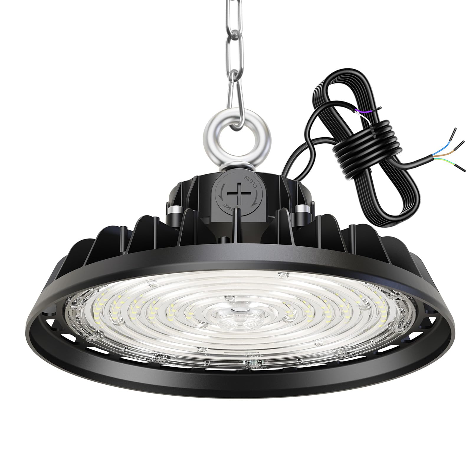 RUISUN 150-240W LED Hallenstrahler Dimmbare UFO High Bay Light Treiber Superhelle LED Werkstattlampe Deckenleuchte IP65 Industriestrahler 120°für Fabriken, Lager