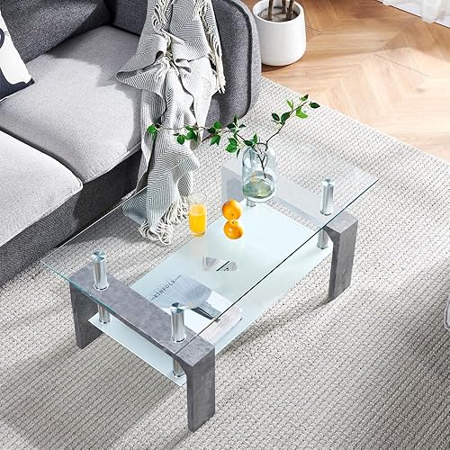 Miniatura 27 de Mesa de centro rectangular para sala de estar, mesa de té adecuada para sala de espera, mesa de centro lateral moderna con patas de madera, mesa de