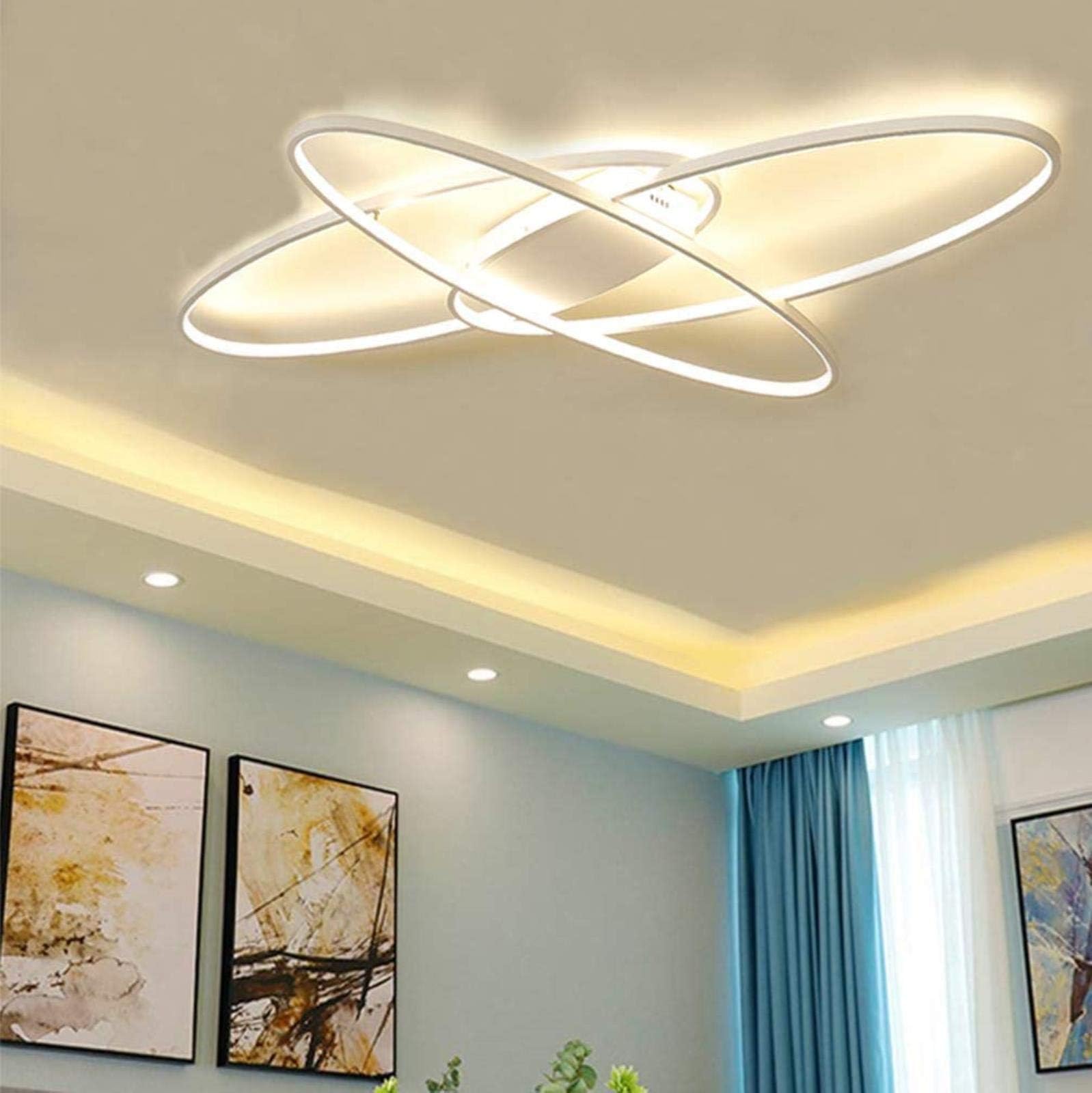 Luces de techo LED para sala de estar modernas, montaje empotrado en el techo regulable con control remoto para dormitorio, comedor, lámpara de cocina, color blanco