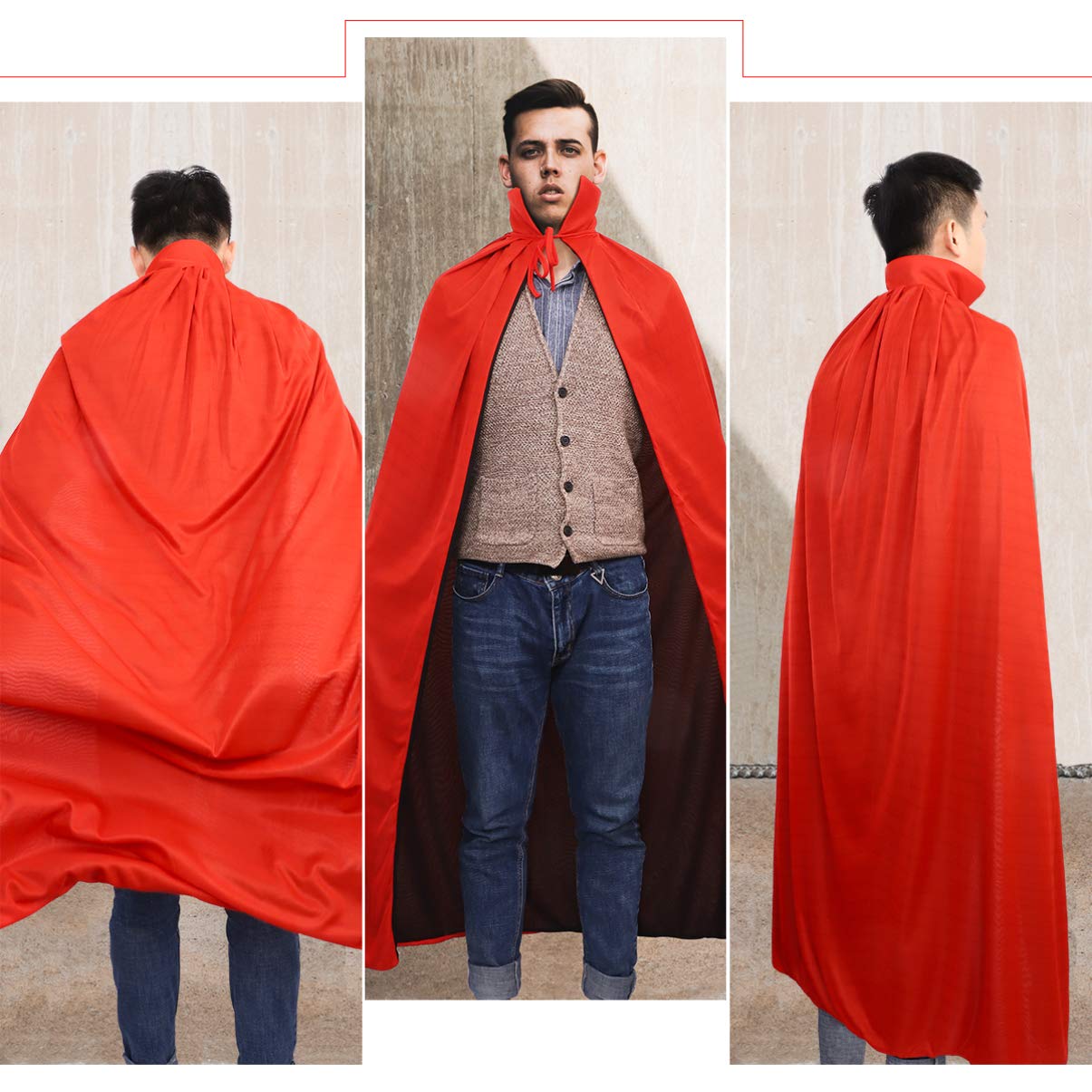 MILISTEN Dual- layer Stand Collar Cloak Cape, Cloak Masquerade Party Cape Costume, Halloween Vampire Costume Cosplay - Image 4